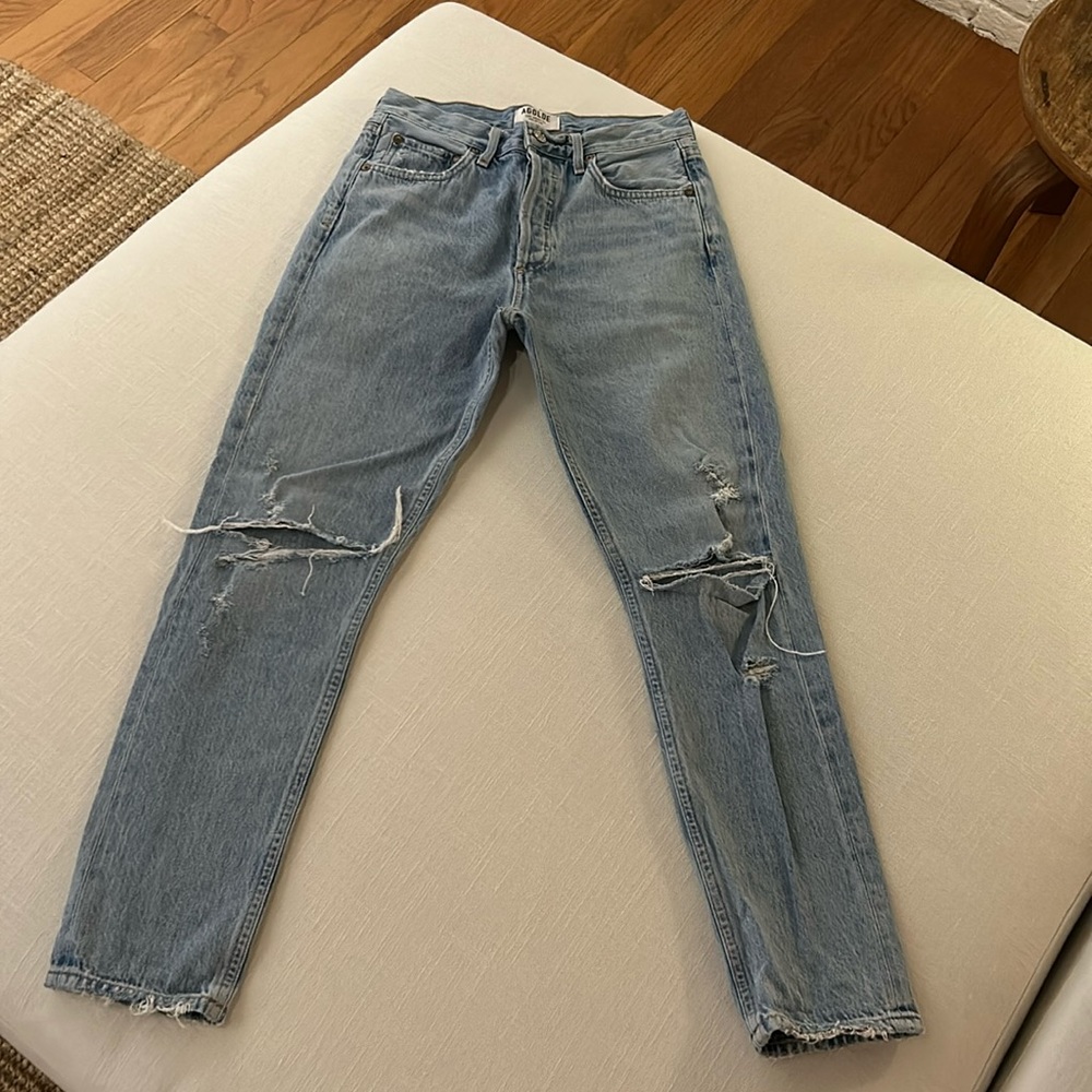 Agolde Riley Distressed Crop Jean